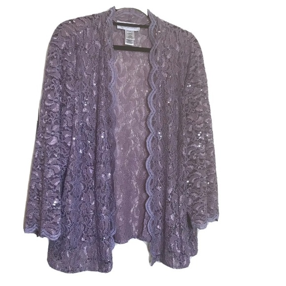 Jeanne Alexander Purple 2Pc Lace Sleeveless Sheath Dress Open Jacket Size 20W - Picture 6 of 8